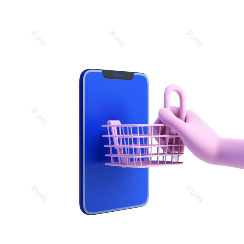 网上购物图片,智能手机元素,插画PNG,蓝色免抠素材